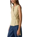 Theory Sleeveless Wrap Top In Cotton Chino In Brown