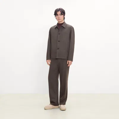 Theory Chore Jacket In Wool-blend Knit In Brown