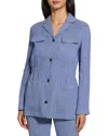 Theory Denim Pattern Cinched Waist Linen Blend Jacket In Blue