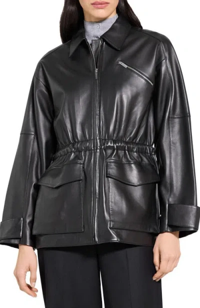 THEORY THEORY CINCH WAIST LEATHER JACKET