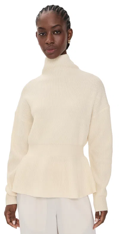 Theory Cinch Waist Turtleneck Sweater Ivory