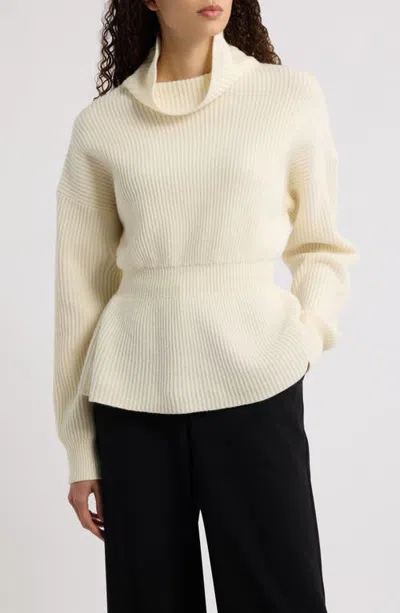 Theory Cinch Waist Wool & Cashmere Sweater In Neutral