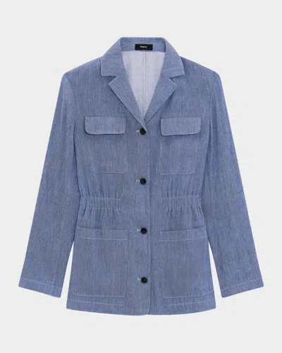 THEORY CINCHED DENIM CRUNCH JACKET