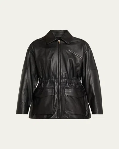 THEORY CINCHED LEATHER JACKET
