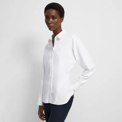 Theory Cinched Shirt In Cotton Jersey In White