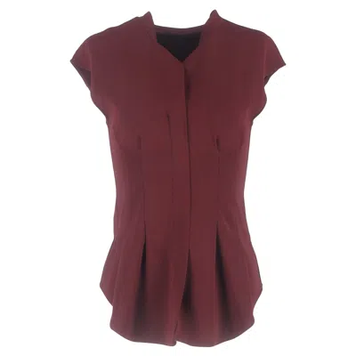 Theory Cinched Waist Blouse In Burgundy Polyester