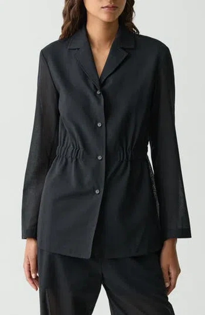 Theory Cinched Waist Wool Blend Jacket In Black