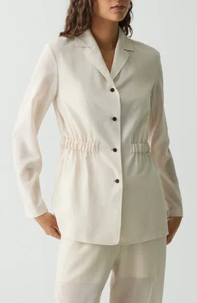 Theory Cinch Waist Jacket In Wool-poly In White