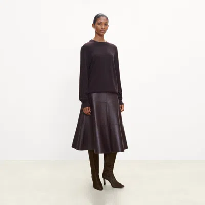 Theory Circle Skirt In Sleek Leather In Black
