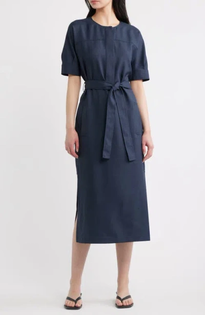 Theory City Midi Shirtdress In Blue