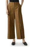 Theory City Pleated High Waist Wide Leg Pants In Brown