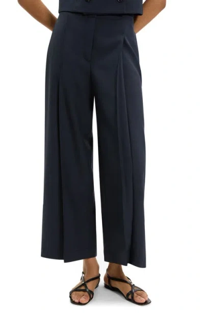 Theory City Pleated High Waist Wide Leg Pants