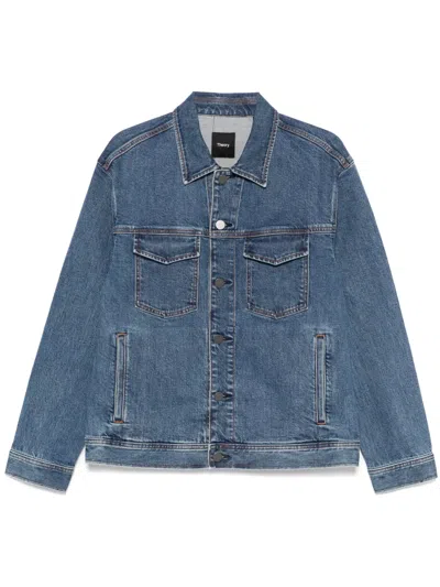 Theory City Trucker Jacket In Blue