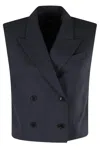 Theory City Twill Peak Double-breasted Vest In Black