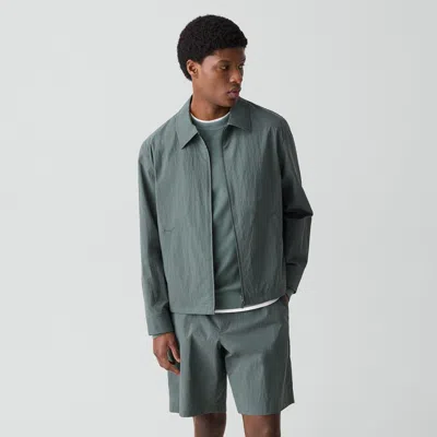 Theory City Zip Jacket In Textured Nylon In Green