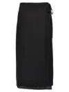 Theory Trouser Linen Midi Skirt In Black