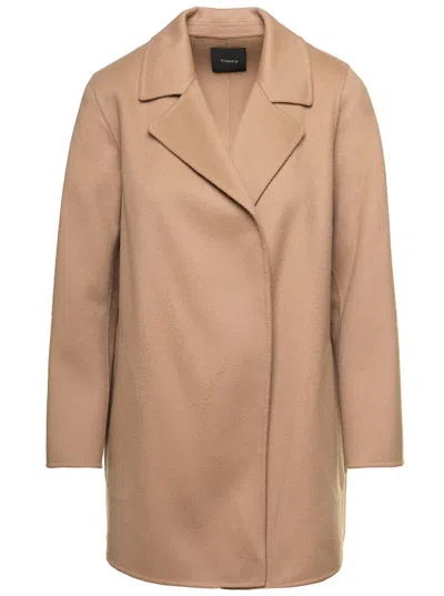 THEORY 'CLAIRENE' BEIGE JACKET WITH NOTCHED REVERS IN WOOL AND CASHMERE WOMAN
