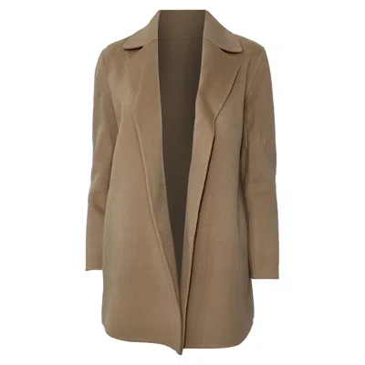 Theory Clairene Open Coat In Brown Wool