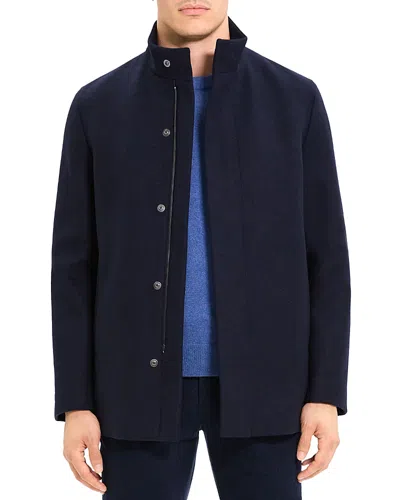 Theory Clarence Wool Melton Coat In Baltic