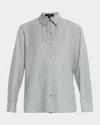 Theory Classic Cotton Flannel Button-front Shirt In Gray