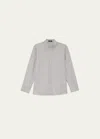 Theory Classic Cotton Flannel Button-front Shirt In Nw Lt Hthr