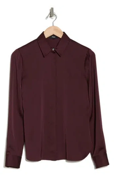 Theory Classic Fitted Long Sleeve Button-up Shirt In Malbec