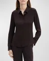 Theory Silk Georgette Shirt In Hickory