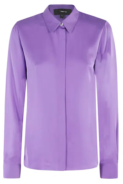 Theory Classic Fitted Shirt In Purple