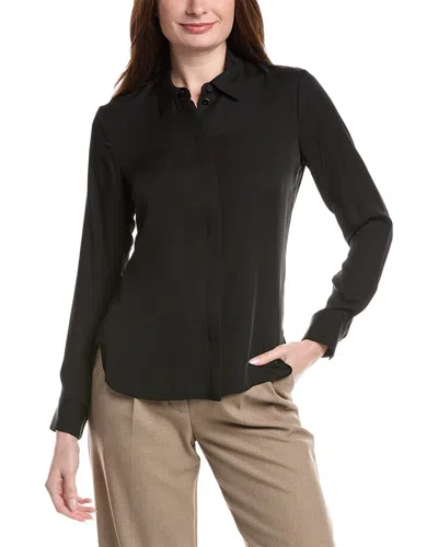 Theory Classic Fitted Silk Shirt In Black