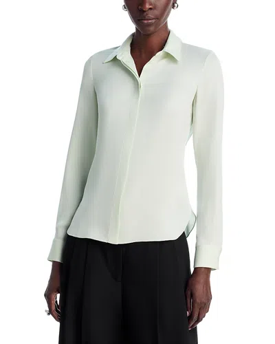 Theory Classic Fitted Silk Shirt In Green