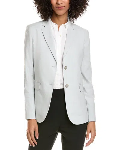 Theory Classic Linen-blend Blazer In Grey