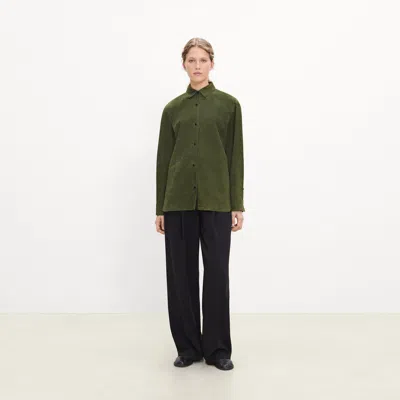 Theory Classic Menswear Shirt In Suede In Green
