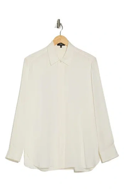 Theory Classic Menswear Silk Button-up Shirt In Ivory