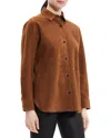 Theory Long-sleeve Suede Menswear Shirt In Brown