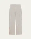Theory Classic Straight Check Trousers In Cream Multi