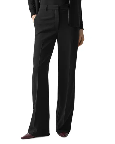 Theory Pleat Front Wide Leg Stretch Wool Pants In Black