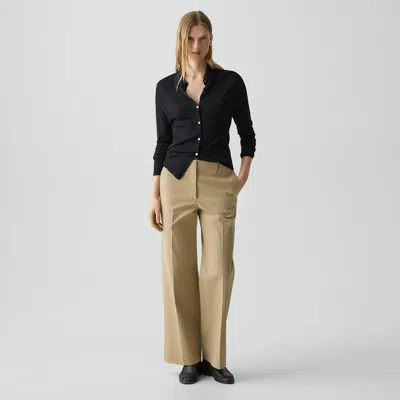 Theory Classic Straight Pant In Brushed Chino In Brown