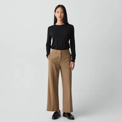 Theory Classic Straight Pant In Good Wool In Brown