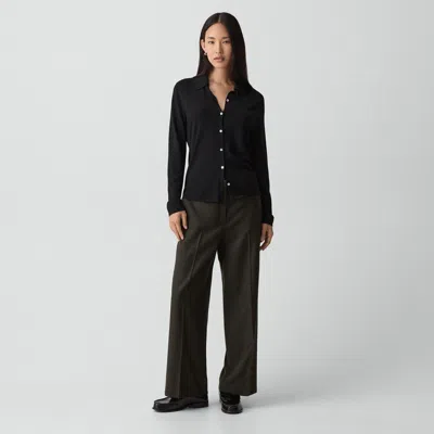 Theory Classic Straight Pant In Sleek Flannel In Black