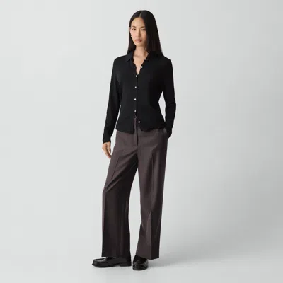 Theory Classic Straight Pant In Sleek Flannel In Black