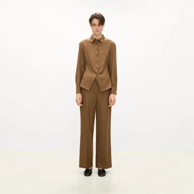 Theory Classic Straight Pant In Sleek Flannel In Russet Melange