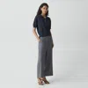 Theory Classic Straight Pull-on Pant In Fluid Linen In Blue