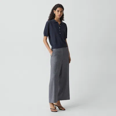 Theory Classic Straight Pull-on Pant In Fluid Linen In Blue