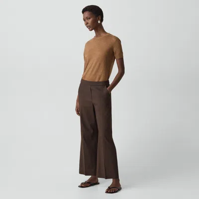 Theory Classic Straight Pull-on Pant In Good Linen In Brown