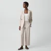 Theory Classic Straight Pull-on Pant In Textured Linen In Neutral