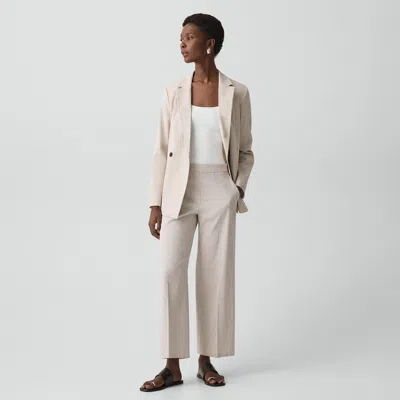 Theory Classic Straight Pull-on Pant In Textured Linen In Neutral