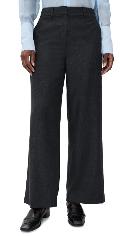 Theory Classic Straight Wool Trousers New Charcoal Melange