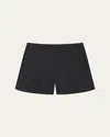 Theory Linen-blend High-waisted Shorts In Black