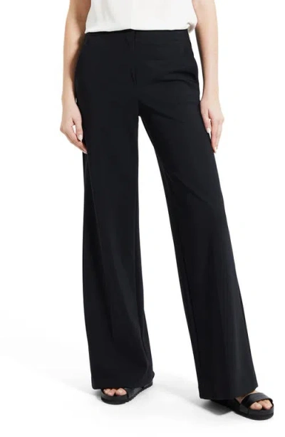 Theory Clean Front Wide Leg Precision Ponte Knit Pants In Black