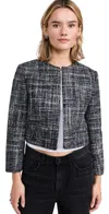 Theory Collarless Open Front Jacket In Black Multi